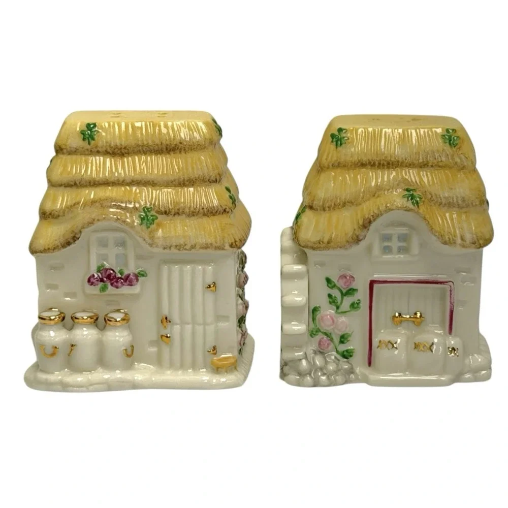 Vintage 2003 Lenox Irish Blessing Cottage Salt & Pepper Shakers Fine China‎